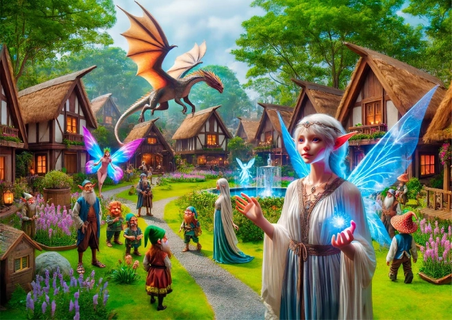 Puzzle din lemn fantasy satuc