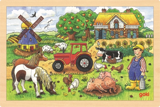 puzzle din lemn ferma domnului miller 24 piese