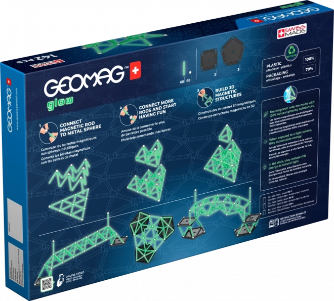 Set de construcție Geomag Glow 142 piese