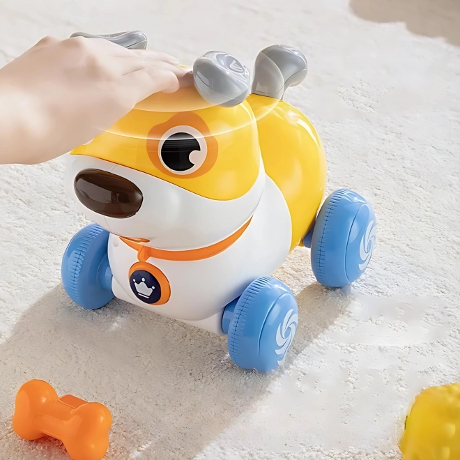Căţeluş interactiv WOOPIE 2în1 buton lătrător 360° pentru copii 6m+