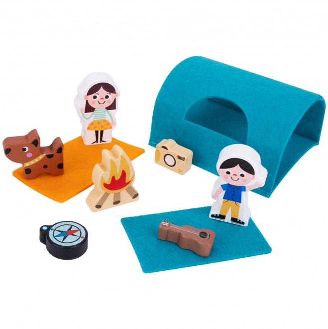 Camper de lemn cu accesorii Tooky Toy