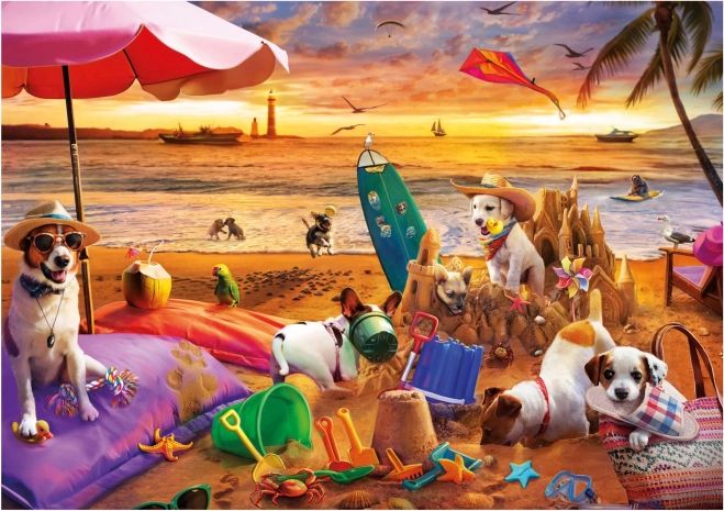 Puzzle Educa Câini pe Plajă 1000 de Piese