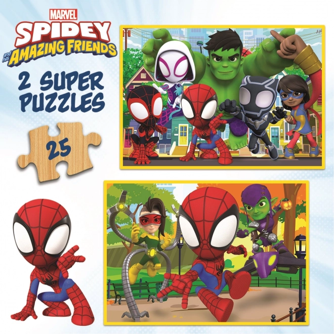 Puzzle din lemn Spidey și prietenii săi uimitori 2x25 piese