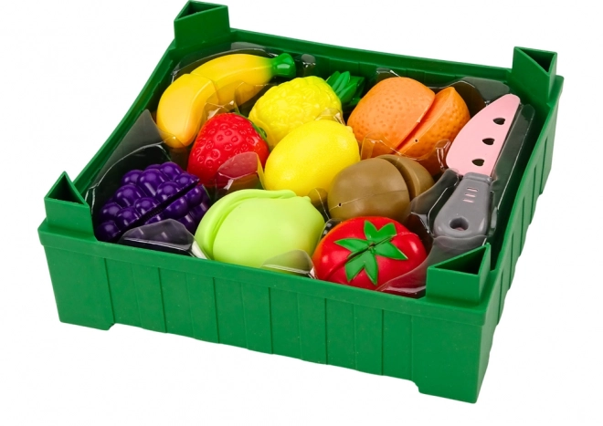 Set de fructe de tăiat cu cuțit și cutie verde