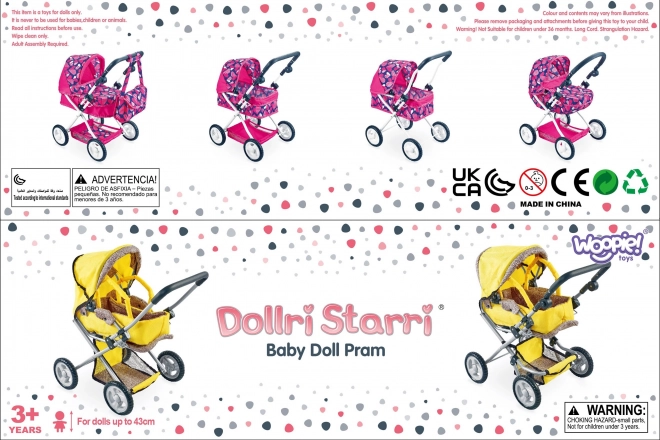 Cărucior pentru păpuși reglabil Woopie Royal cu model floral