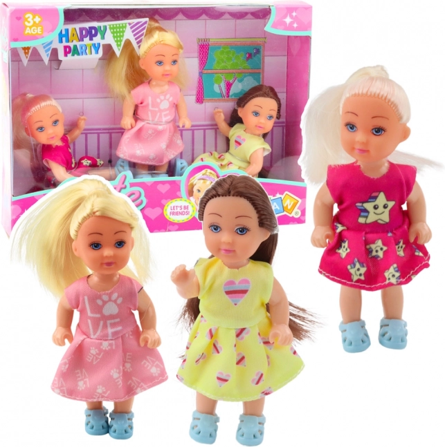 Set de 3 Păpușele Mini pentru Petrecerea de Aniversare