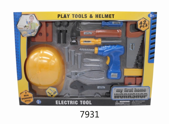 Set de unelte pentru copii cu cască, 42 piese