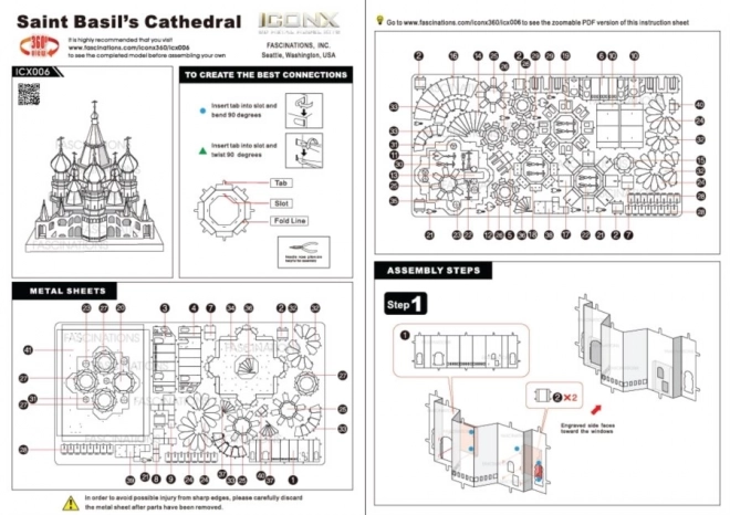 Puzzle 3D Metal Earth Catedrala Sfântului Vasile (ICONX)
