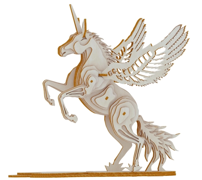 Puzzle 3D din lemn unicorn
