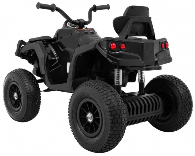 ATV pentru copii, quad Air pe baterie Negru + roți gonflabile + radio MP3 + pornire lentă