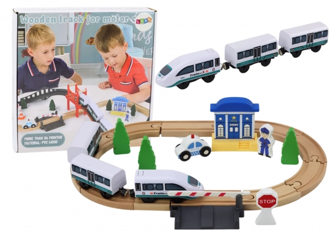 Set de cale ferată din lemn cu tren și accesorii 3.2m