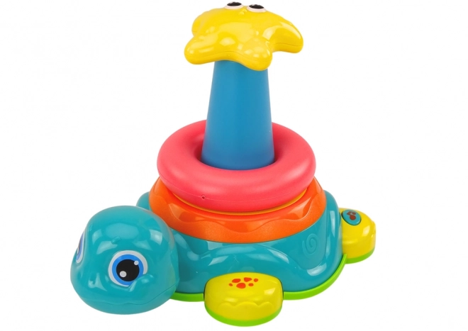 Piramida broasca testoasă 2în1 Puzzle Roți Lumină Sunete