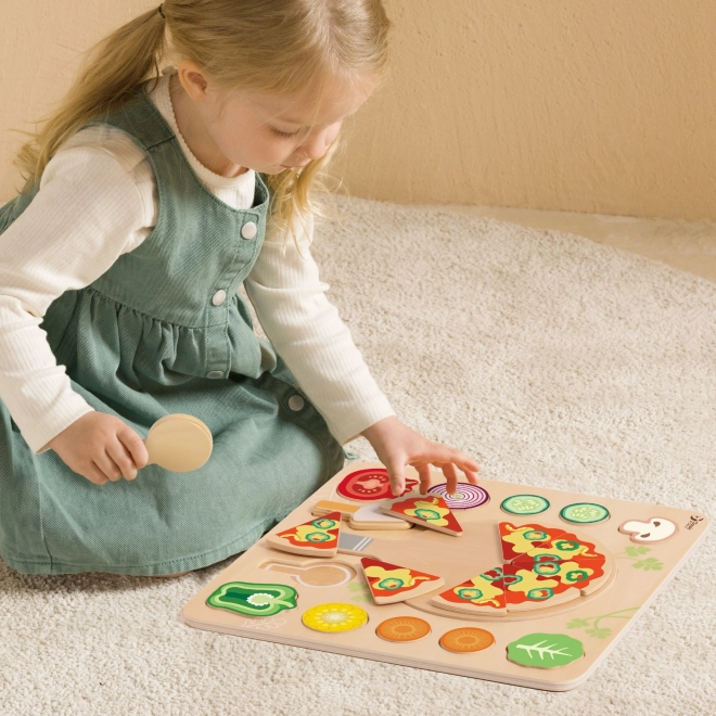CLASSIC WORLD Pizza din lemn pentru feliere, puzzle 22 de piese