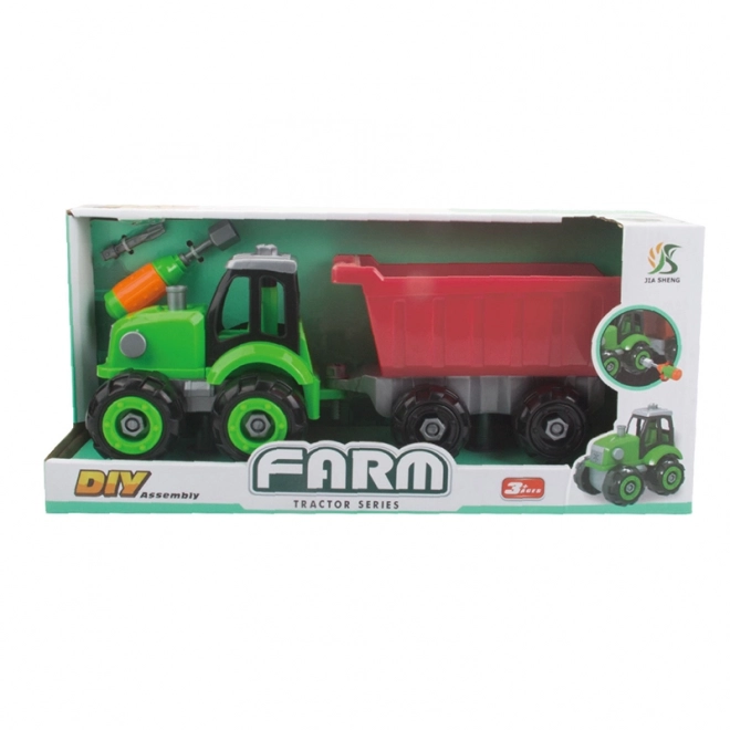 Tractor de asamblat cu remorcă - verde