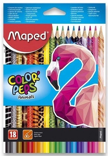 Creioane colorate triunghiulare MAPED Color'Peps Animals 18 buc