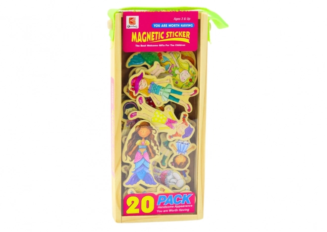 Set magneți din lemn cu personaje colorate în costume - 20 piese