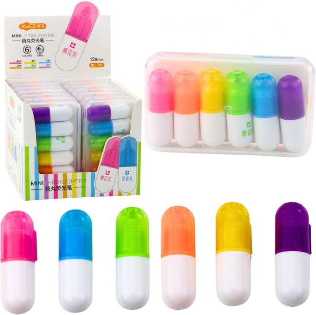 Set mini evidențiatoare în etui culori intense 6 bucăți