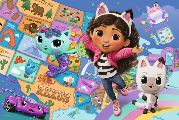 Puzzle 100 – Prietenie în căsuța pisicii GABBY'S DOLLHOUSE
