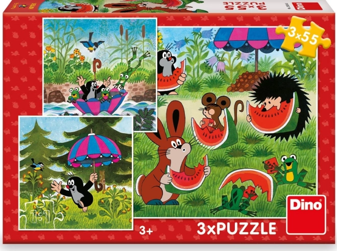 Puzzle cu Krtek și umbreluța 3x55 piese