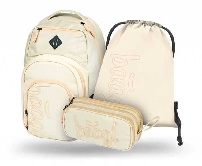 Set 3 piese Beige BAAGL: rucsac, penar, săculeț