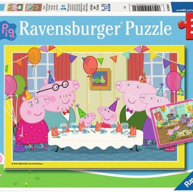 Puzzle Ravensburger Purcelușul Peppa la petrecere 2x12 piese
