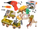 Ferma pentru copii – tractor, combină și animale demontabile cu bormașină cu acumulator