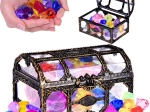 Cufăr de pirat cu cristale colorate pentru căutarea comorilor