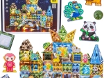 Woopie set de construcție magnetic luminos 3D – lumea animalelor, 124 piese
