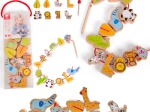 Mărgele din lemn pentru înșirat cu animale de la zoo, Classic World, 13 piese