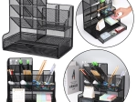 Organizator de birou din metal pentru rechizite – negru