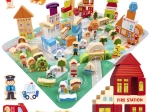Puzzle educativ oraș din lemn, 120 de piese