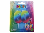 Lumânare aniversară numărul 60 curcubeu