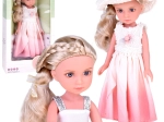 Păpușă elegantă și stilată cu pălărie și păr lung blond