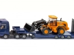 Siku camion MAN cu trailer joasă și încărcător pe roți JCB 1:87
