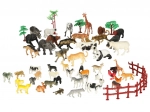 Set de figurine cu animale pentru zoo și fermă, 59 de piese în cutie