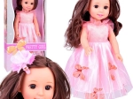 Păpușă de 36 cm cu păr pieptănabil în rochie roz cu fluturi