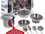 Set pentru copii de oale metalice + accesorii de bucătărie - 11 piese