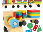 Trenuleț din lemn cu cuburi de construcție și sorter 30 cm