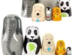 Matrioșka din lemn cu animale – set 5 buc.