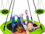 Leagăn suspendat tip cuib de barză 120 cm, verde‑negru, 150 kg