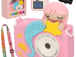 Aparat foto digital pentru copii roz, cu design de sirenă