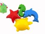Forme din plastic pentru nisip – animale marine, set 4 bucăți în plasă