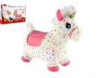 Căluț săltăreț de pluș în formă de unicorn cu sunete, alb cu steluțe