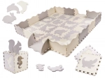 Covoraș educațional din spumă tip puzzle, gri și ecru, 36 piese, 150 × 150 cm