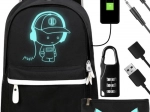 Rucsac impermeabil KRUZZEL cu USB și motiv luminos, 19 l