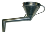 Pâlnie metalică cu cot îndoit cu sită