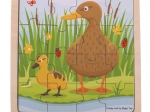 Puzzle în ramă din lemn BIGJIGS TOYS rață cu rățușcă – 16 piese