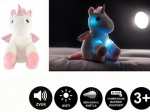 Unicorn de pluș cu aripi și efecte de lumină
