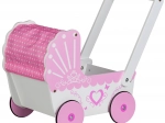 EcoToys Cărucior din lemn pentru păpuși Pink Heart