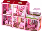 Căsuță roz pentru păpuși cu păpușă și mobilier (44 cm)